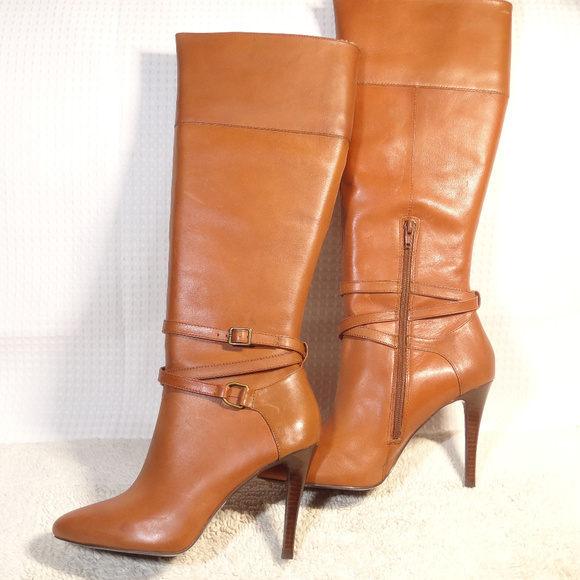 ralph lauren brown leather boots